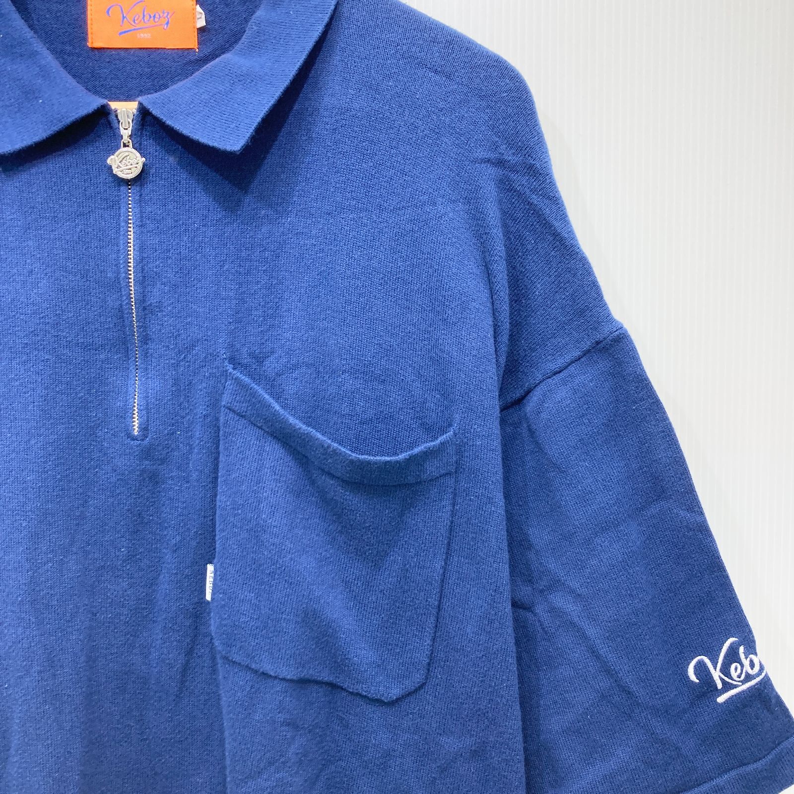 KEBOZ半袖ハーフジップ keboz ケボズ ハーフジップ ニットポロシャツ 半袖 Lサイズ
