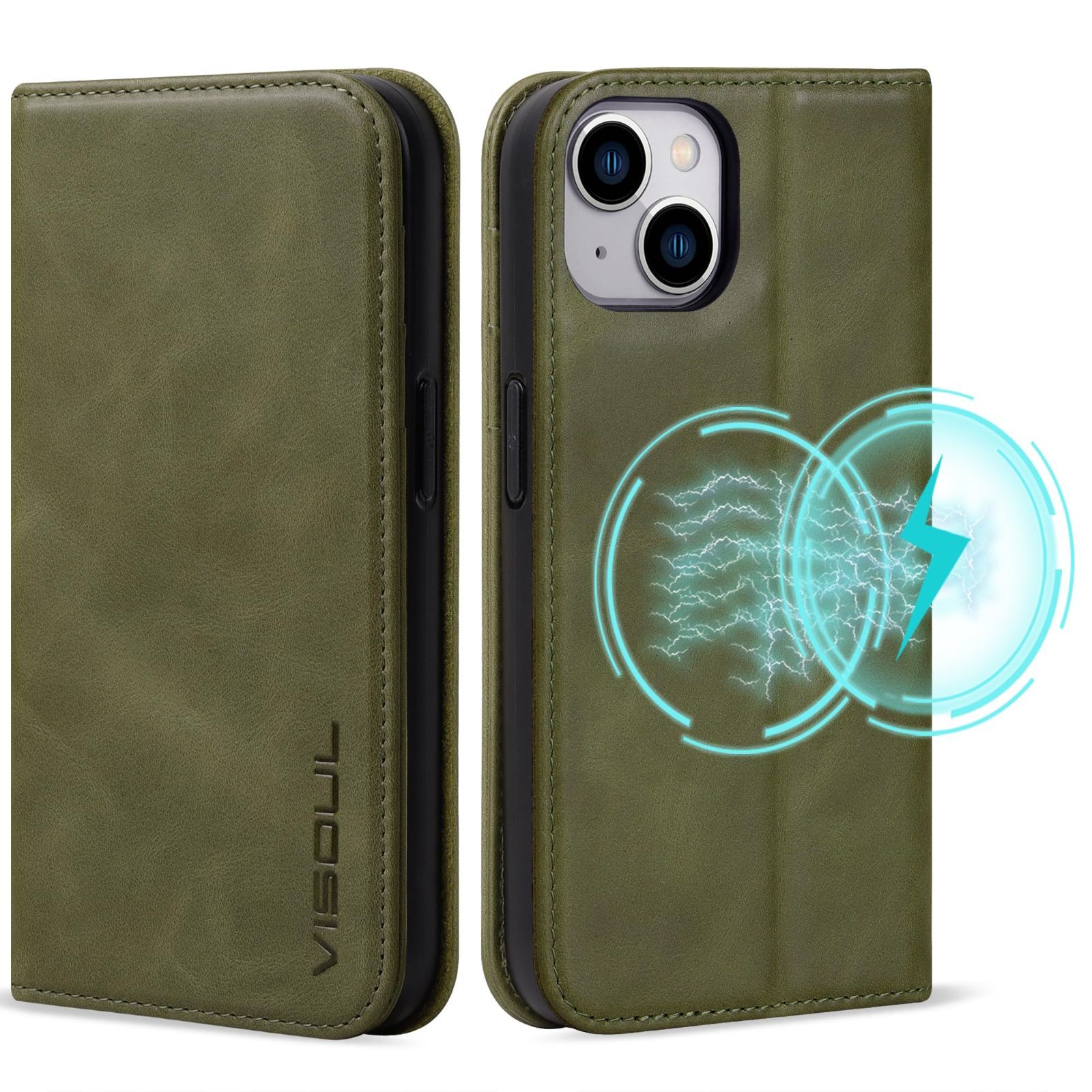 VISOUL iphone15 ケース 手帳型 本革 MagSafe対応 スマホケース レザーケース 手帳型ケース アイフォン15 ケース ワイヤレス充電対応 カード収納 携帯ケース 全面保護 マグネット 柔軟なTPU素材 マグ