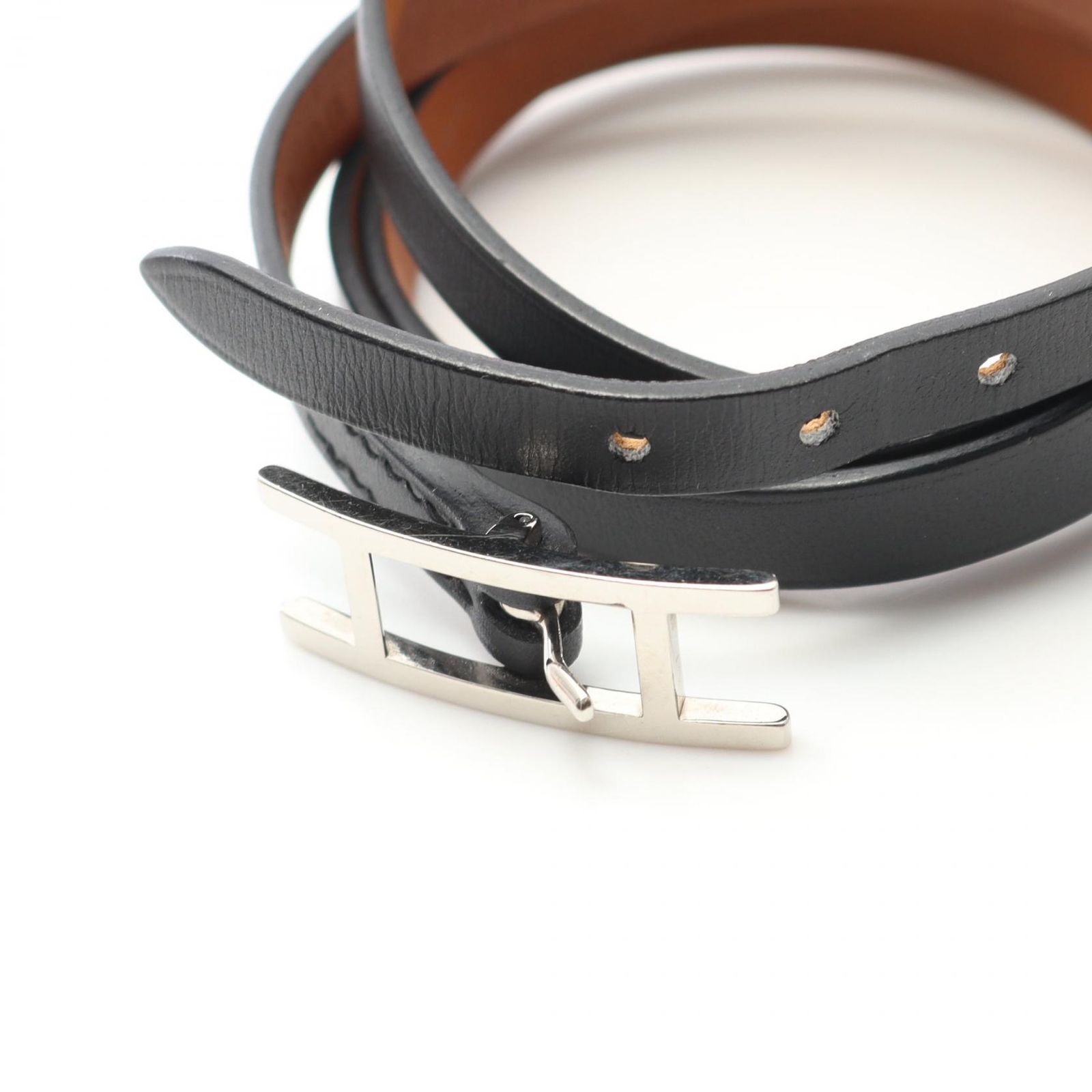 エルメスアピ3 ブラックシルバー　ロングブレスレット HERMES エルメス アピ3 ロングブレスレット シルバー金具