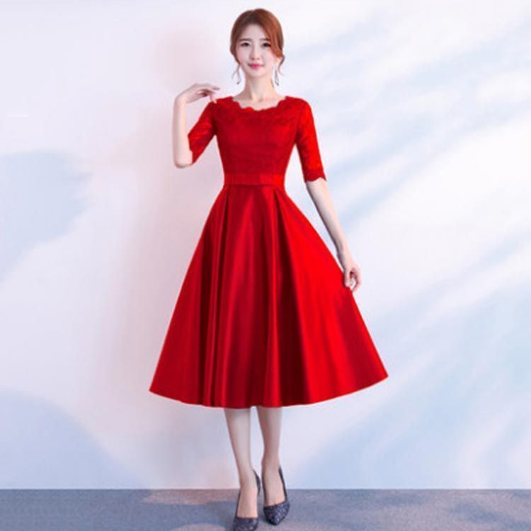 ワンピース ミディアム丈 無地 半袖 パーティー 結婚式 韓国 楽天市場】ワンピース 半袖 ミディアム丈 ワンピ ワンピース