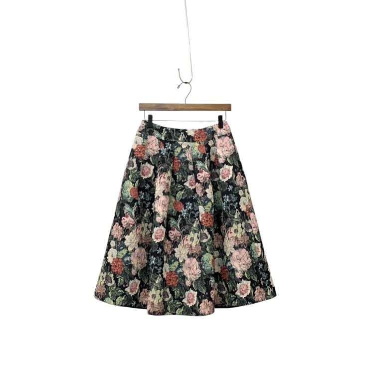 ♥品 秋冬 M S GRACY エムズグレイシー ジャガード織りスカート ブラック 38 517520