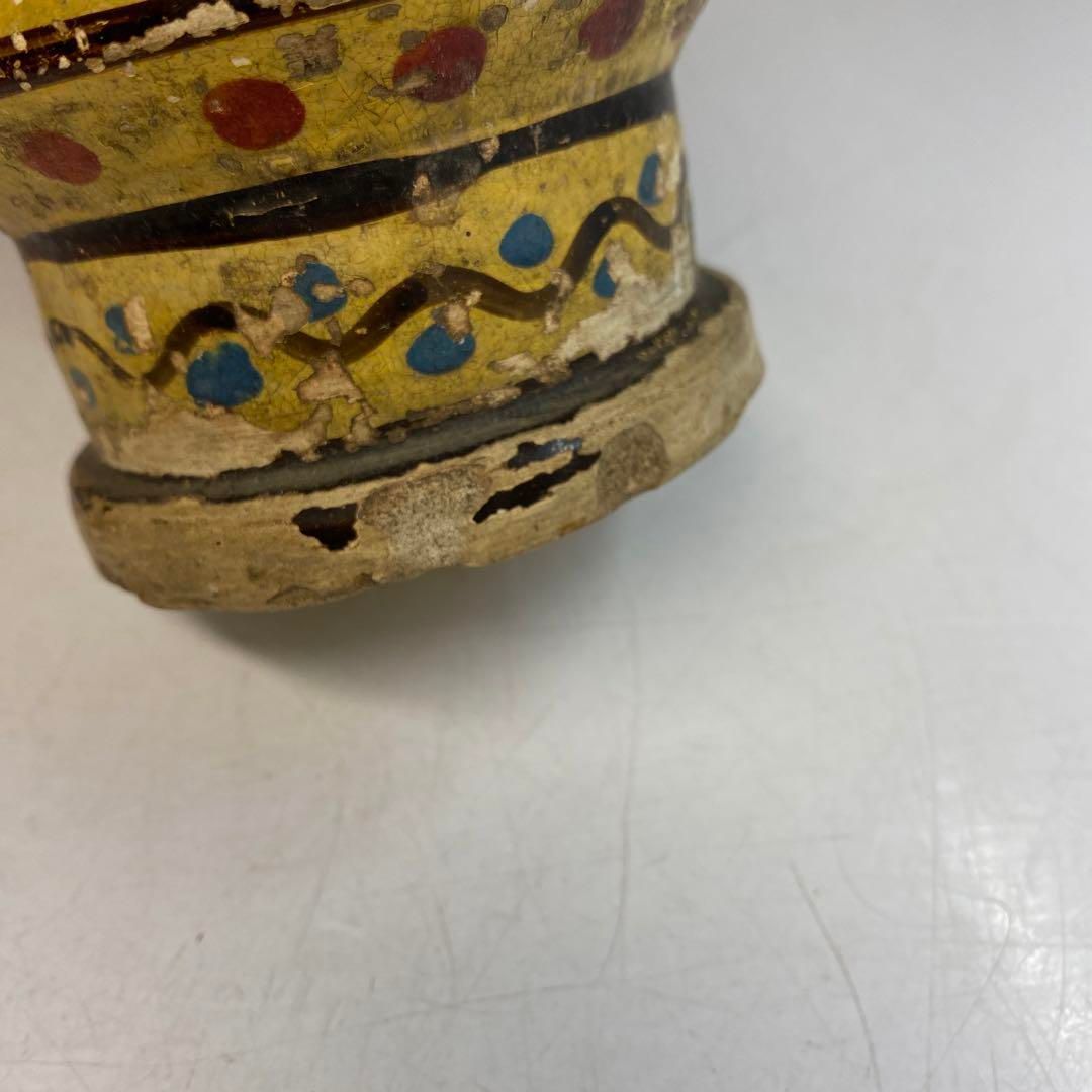 古代　ペルシャ　彩色陶器花入　木箱付　高さ16㎝　東Y6-0523①タトチ 古代 ペルシャ 彩色陶器花入 木箱付 高さ16㎝ 東Y6-0523①タトチ