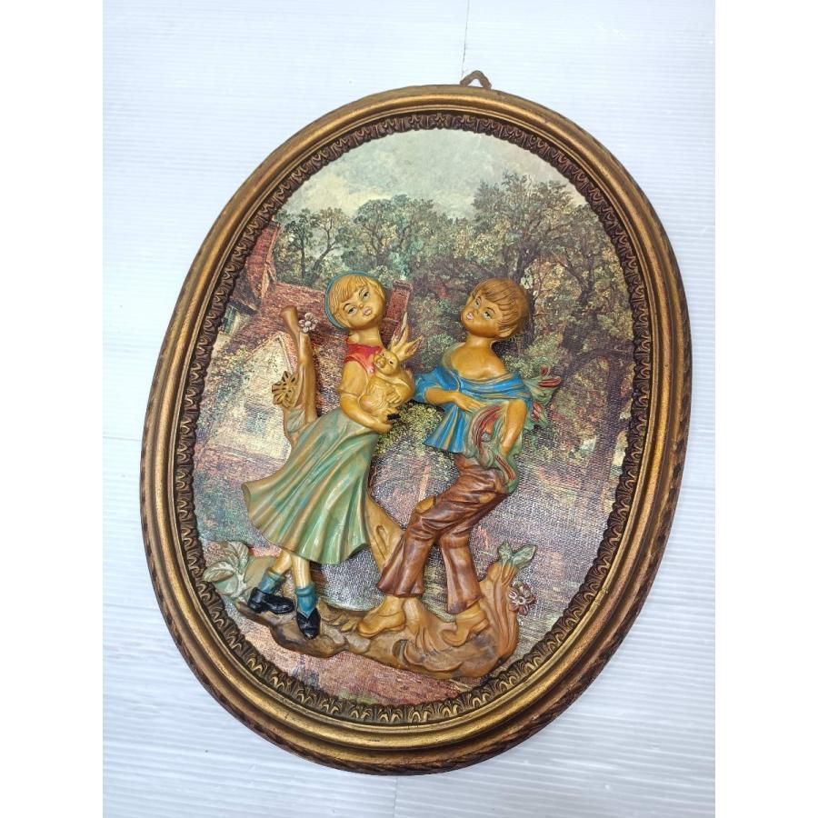 値下げ中 西洋アンティーク 壁飾り 壁画 立体 絵画 レトロ イタリア製 ビンテージ雑貨 イタリア製 立体額 レリーフ 絵画/壁飾り/壁掛け