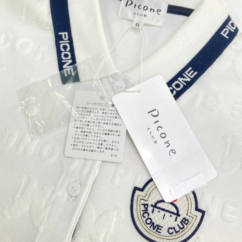 サイズ：2 PICONE CLUB ピッコーネクラブ  半袖ポロシャツ  ホワイト系 [240101449159] ゴルフウェア レディース ストスト サイズ：2 PICONE CLUB ピッコーネクラブ 半袖ポロシャツ