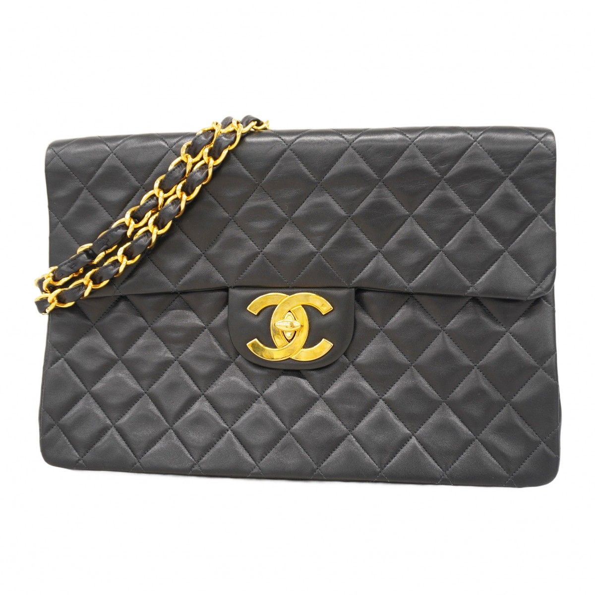 CHANEL ラムスキン マトラッセ23 Wフラップ チェーンショルダー