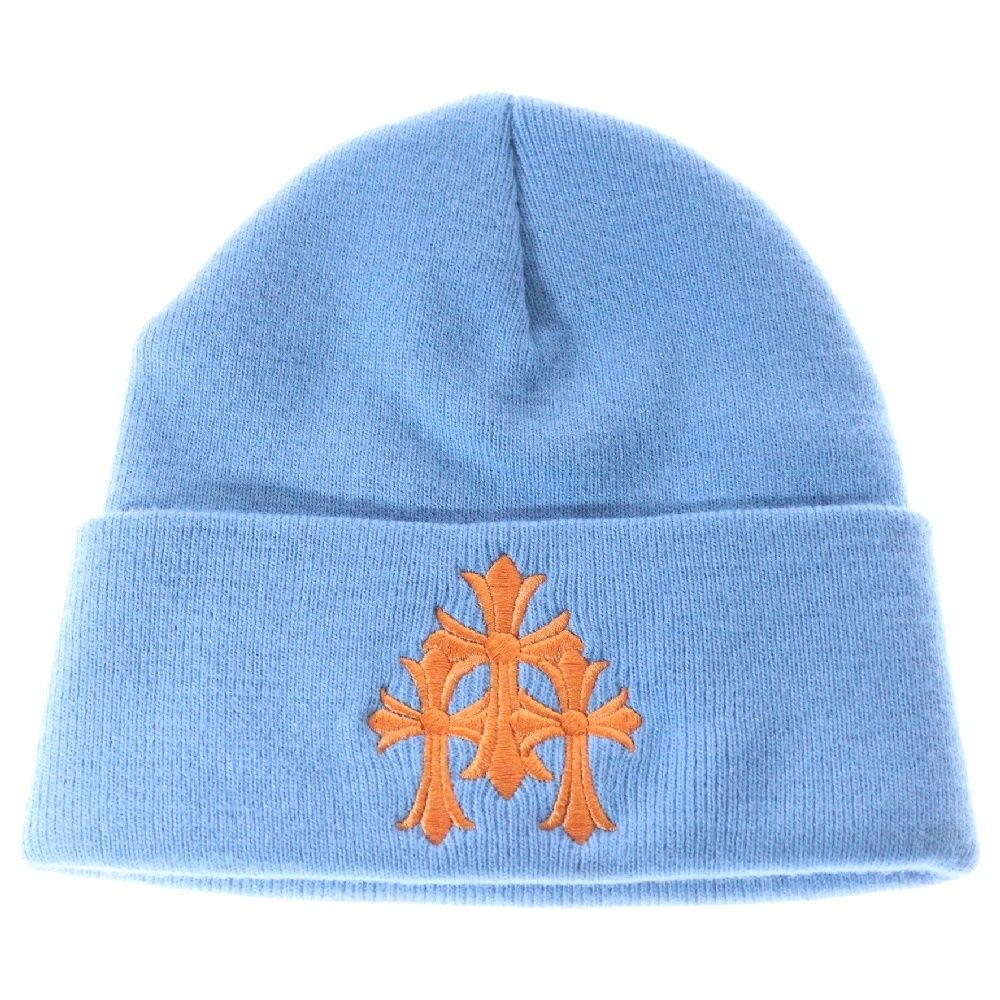 CHROME HEARTS クロムハーツ WATCH CAP 3 CH CRS NEON セメタリークロス刺繍 ビーニーキャップ帽子 ニットキャップ ブルー