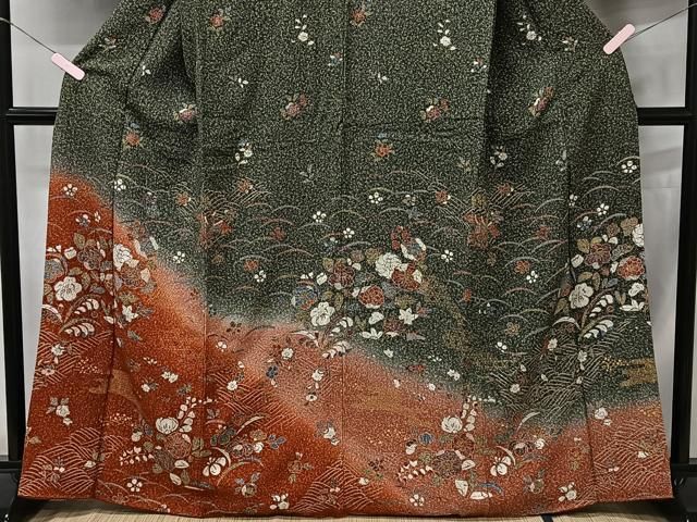 平和屋着物○訪問着 舞花文 暈し染め 正絹 逸品 DAAV1163tw