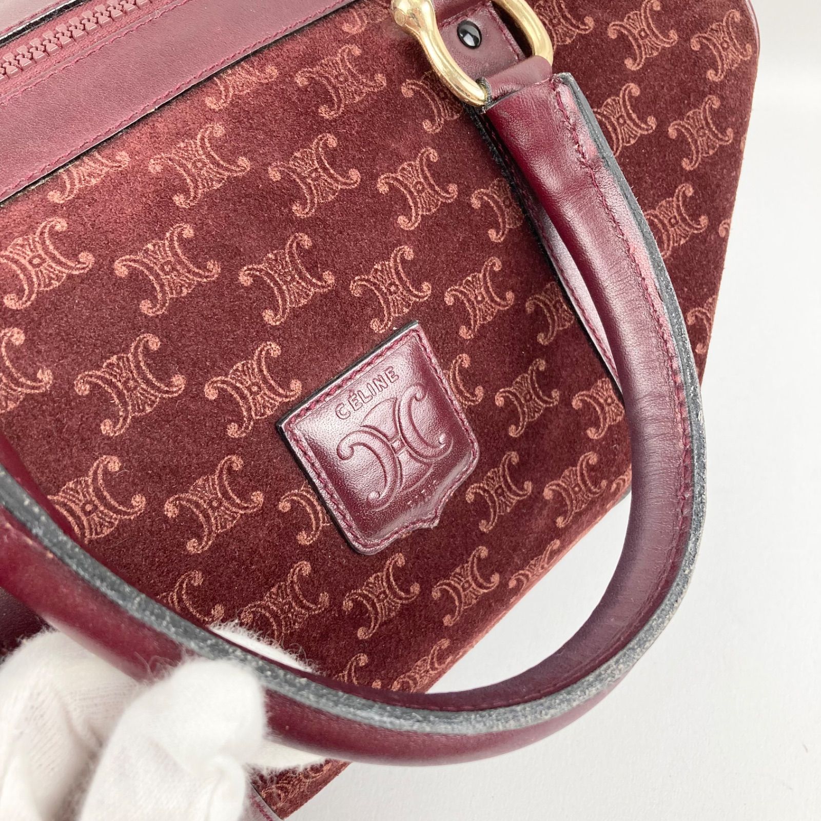セリーヌ　ミニボストンバッグ　スエード CELINE セリーヌ トリオンフ スエード レザー ミニボストン