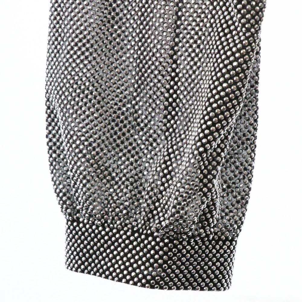 PRADA - PRADA プラダ レディース ラインストーン ボウタイブラウス シルバー/ブラック P951IR PRADA (プラダ) レディース ラインストーン ボウタイブラウス