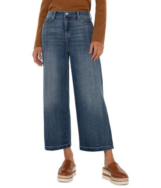 【送料無料】 リヴァプール ロサンゼルス レディース デニムパンツ ボトムス Stride high rise wide leg with Center Front seam Jenny Lake