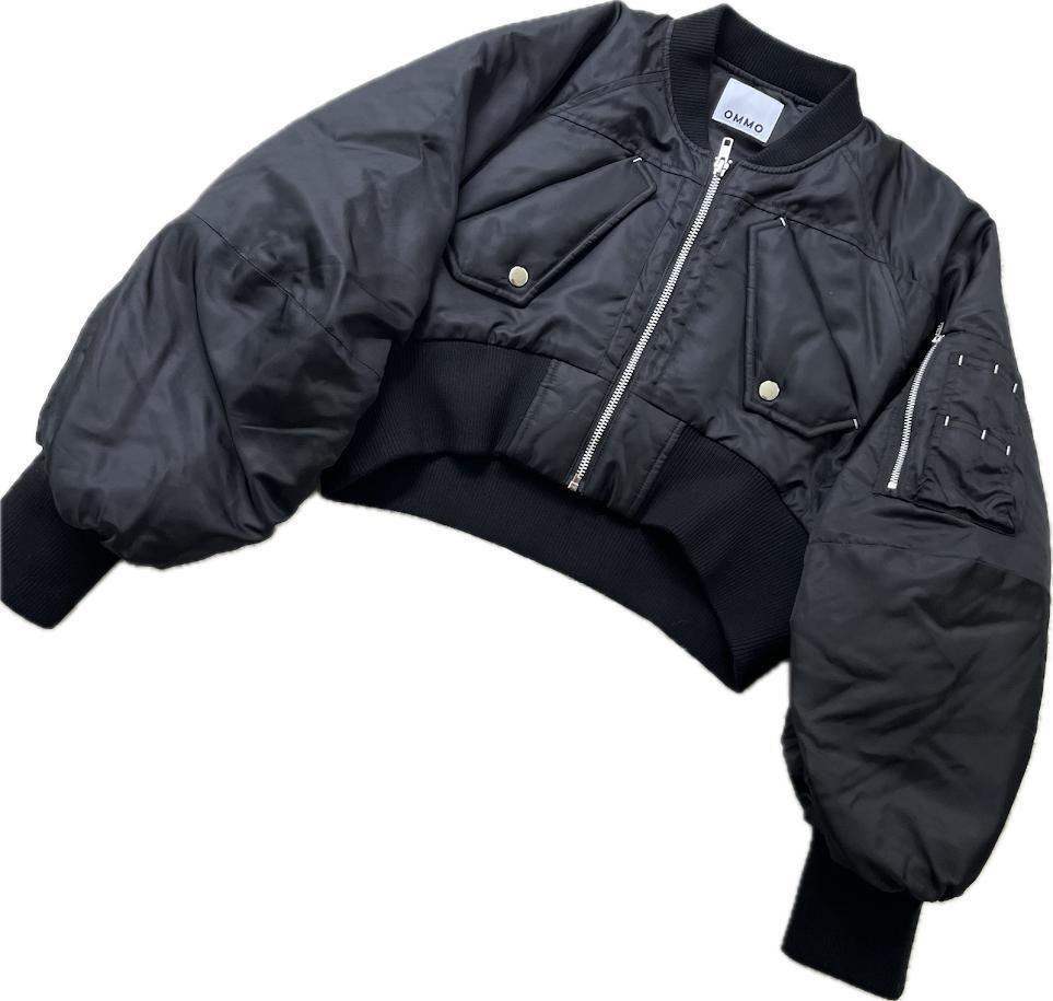 OMMO VOLUME SLEEVE SHORT MA-1 M相当 36 ブルゾン フライトジャケットブラック 黒 36 オーバーサイズ リブ アンスリード
