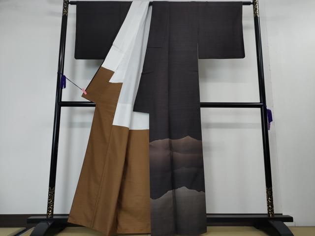 平和屋本店□極上 伝統工芸士 曽根武勇 訪問着 紬地 霞文 逸品  