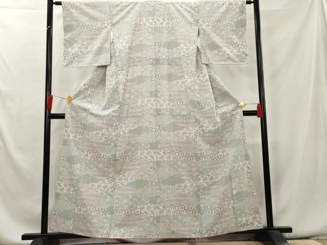 平和屋着物○極上 紬 訪問着 横段文 ゑり善扱い ロング丈