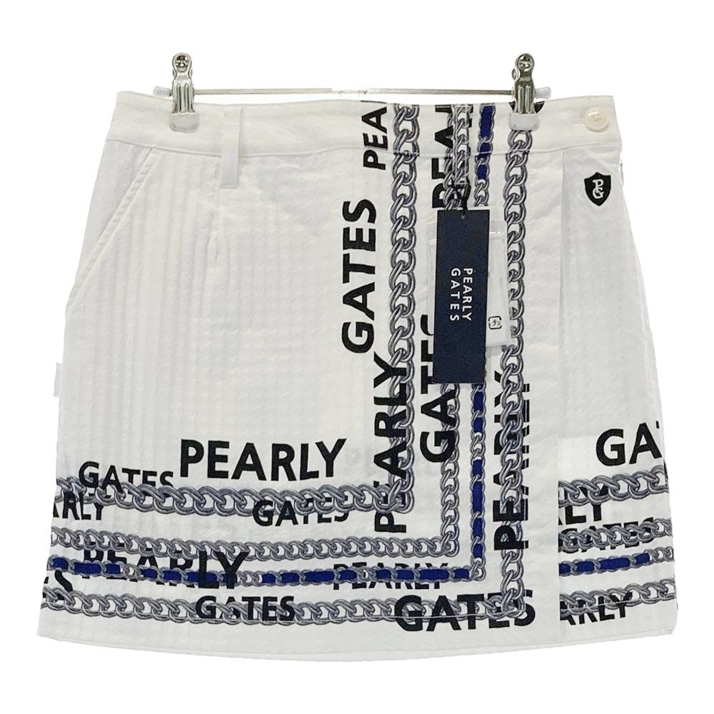 サイズ 1 PEARLY GATES パーリーゲイツ 055-2234010 ストレッチスカート ロゴ チェーンプリント ホワイト系 240101475291 ゴルフウェア レディース ストスト