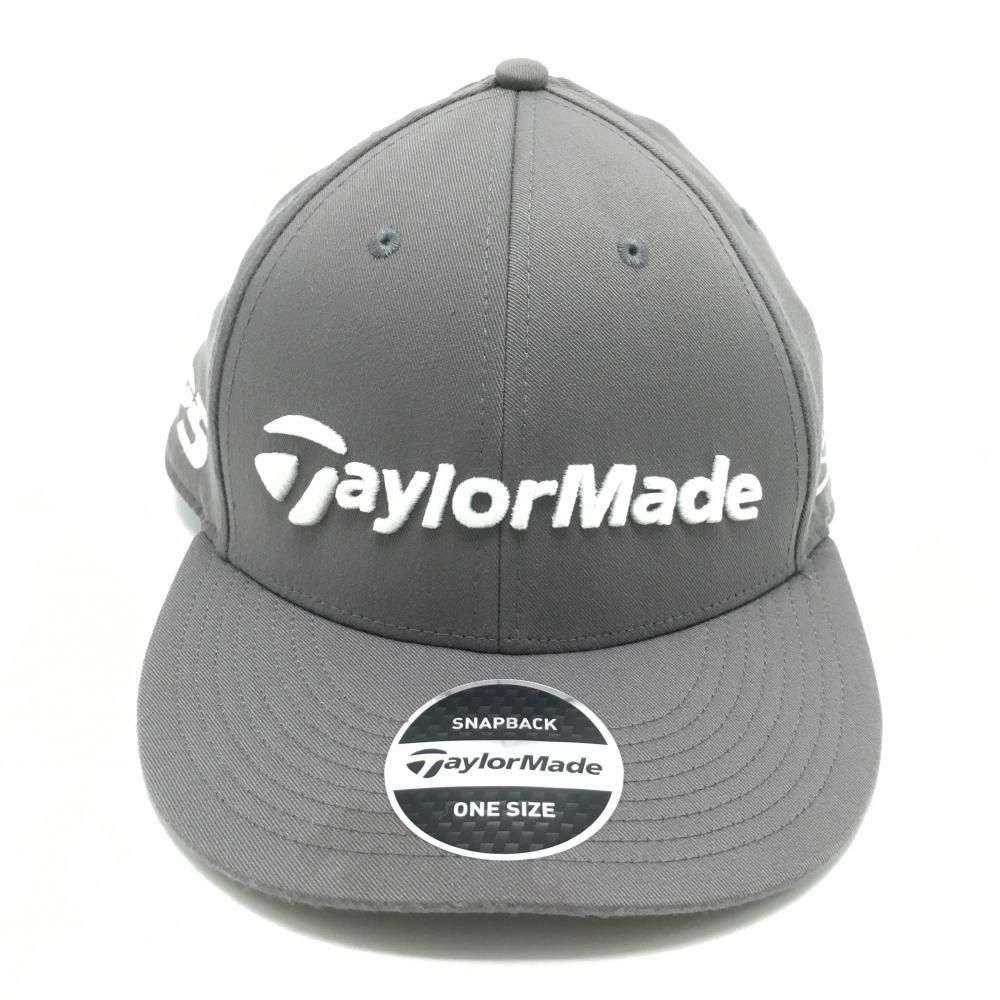 【美品】テーラーメイド フラットキャップ グレー×白 立体ロゴ刺しゅう ONE SIZE FITS ALL ゴルフウェア TaylorMade