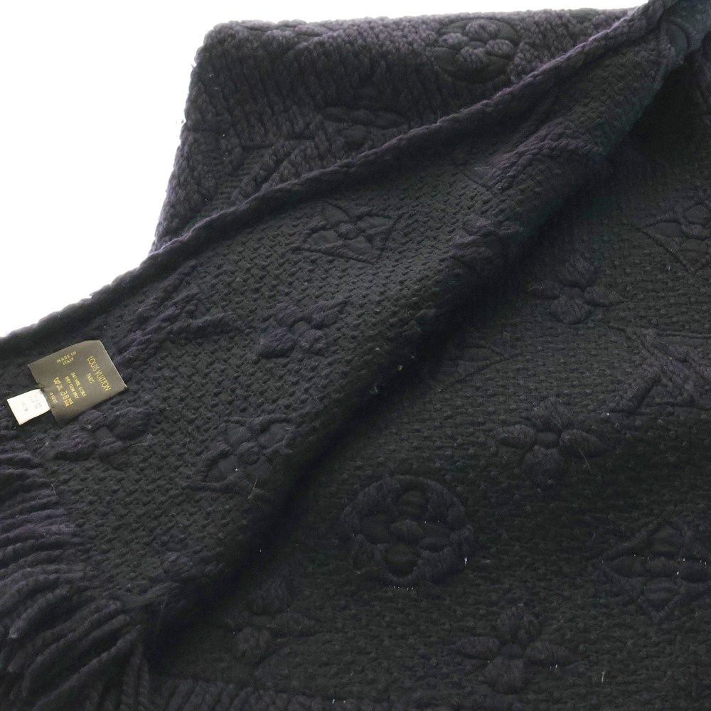 LOUIS VUITTON ルイヴィトン エシャルプ ロゴマニア モノグラム シルク混ウールマフラー 413287 ブラック パープル KIN-KAAI_COM
