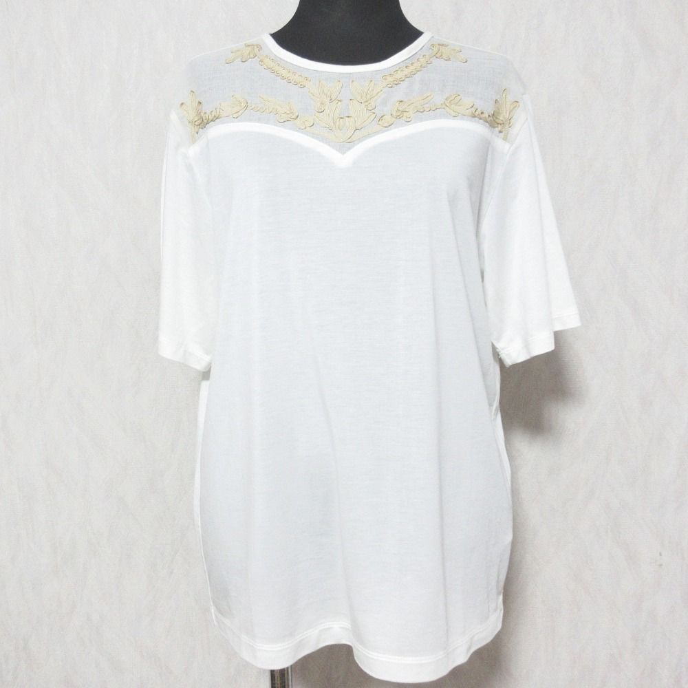 美品 22SS LOKITHO for PARIGOT ロキト パリゴ 別注 コード刺〓シアーTシャツ 半袖 カットソー LKC22SS-PRG1 F ホワイト レディース 古着 中古 美品 22SS LOKITHO for PARIGOT ロキト パリゴ 別注 コード刺繡