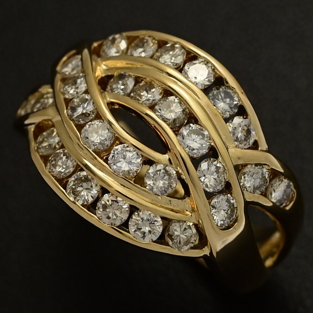 1.00ct|ロープモチーフ ダイヤモンド リング・指輪|K18YG|750-6.1g|12.5号| 52.5|イエローゴールド|プレゼント|記念日 ♀ S レディース 593582