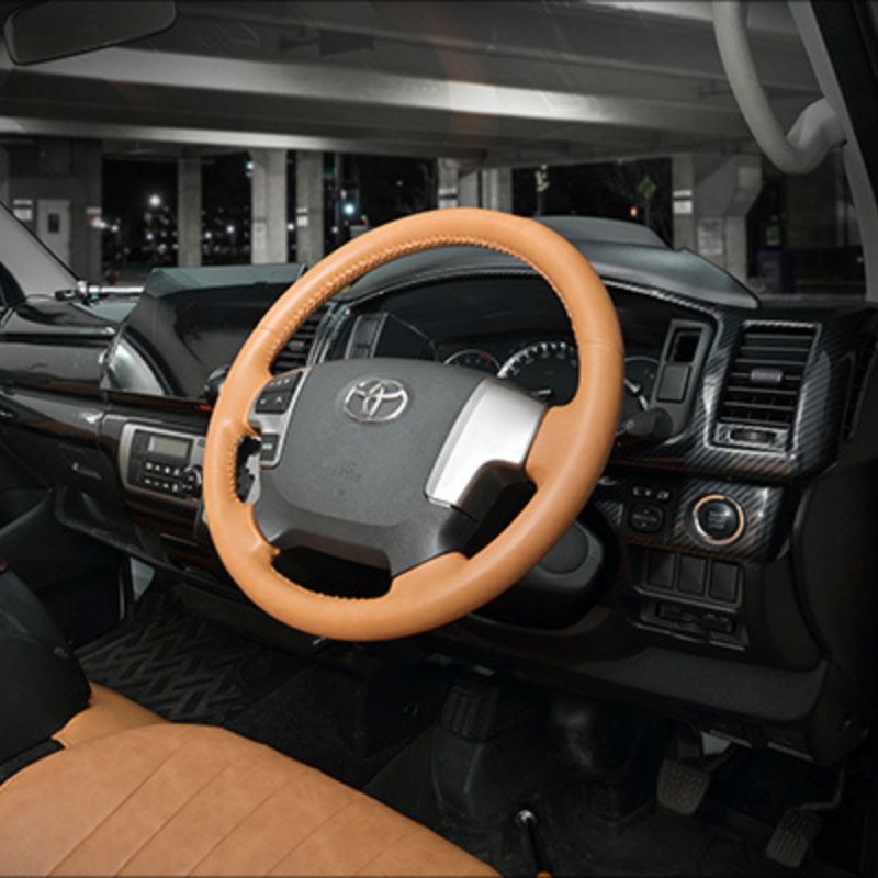 4型以降に対応 キャメルレザー オールレザーステアリング ハイエース 200系 4型以降 H25 12- LANBO LST150-F 車 カスタム パーツ 内装 おしゃれ