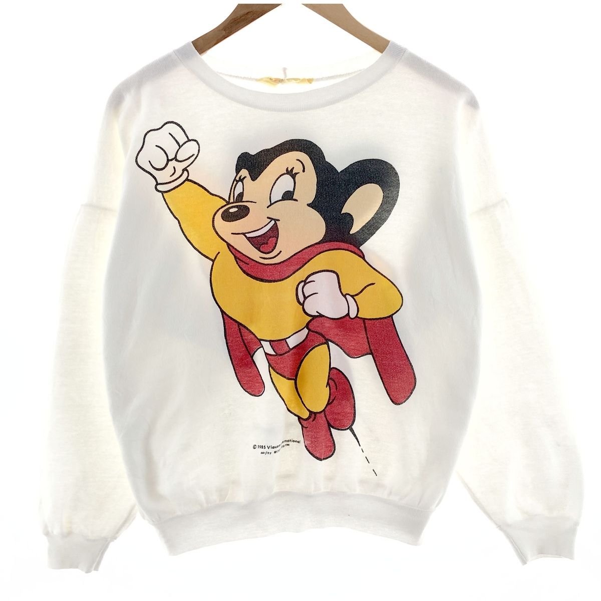 古着 80年代 CHARLY WHO Mighty Mouse マイティーマウス 両面プリント キャラクタースウェットシャツ トレーナー メンズM/eaa381609