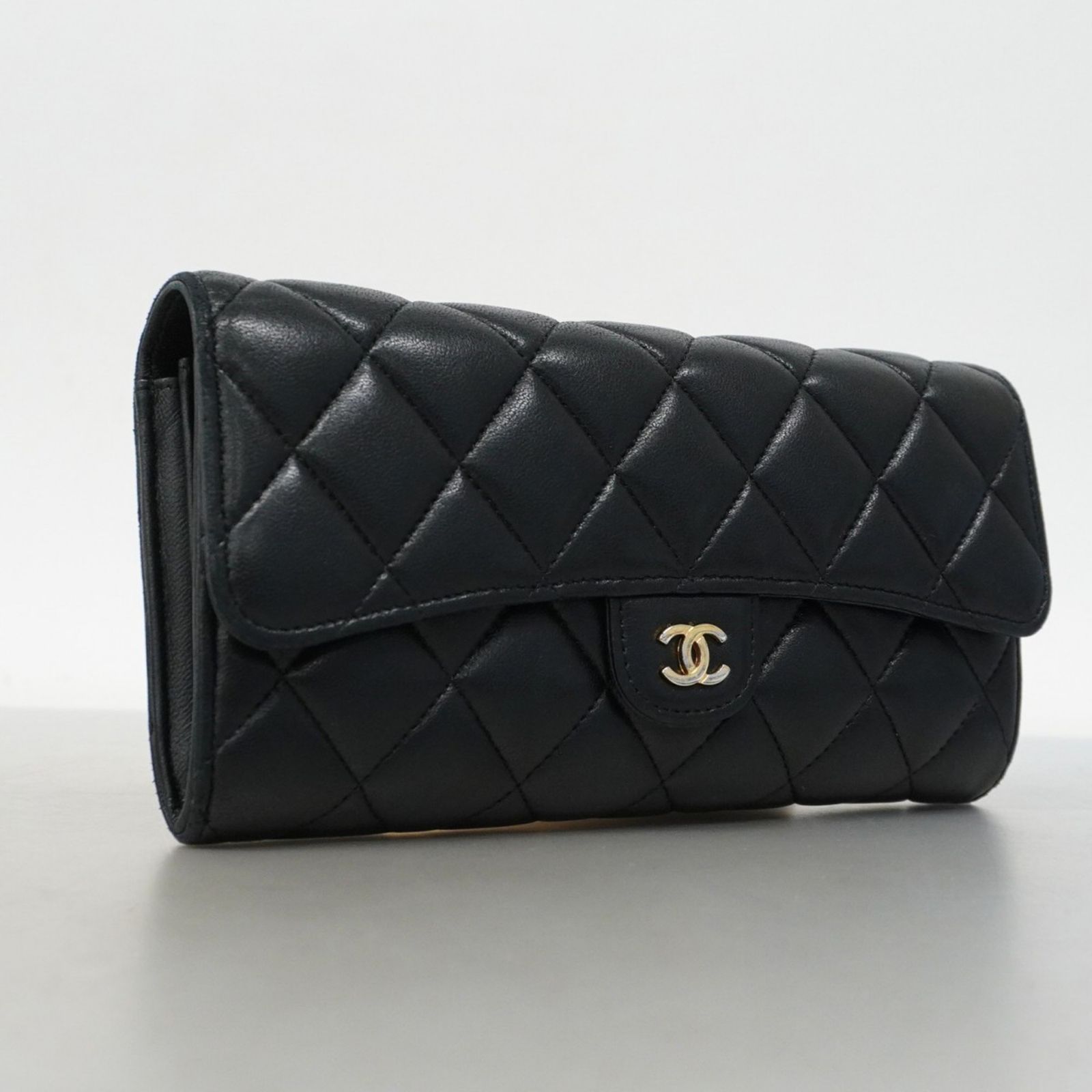 シャネル　ラムスキン　マトラッセ　長財布　ブラック CHANEL シャネル 財布 マトラッセ レディース ブランド 長財布