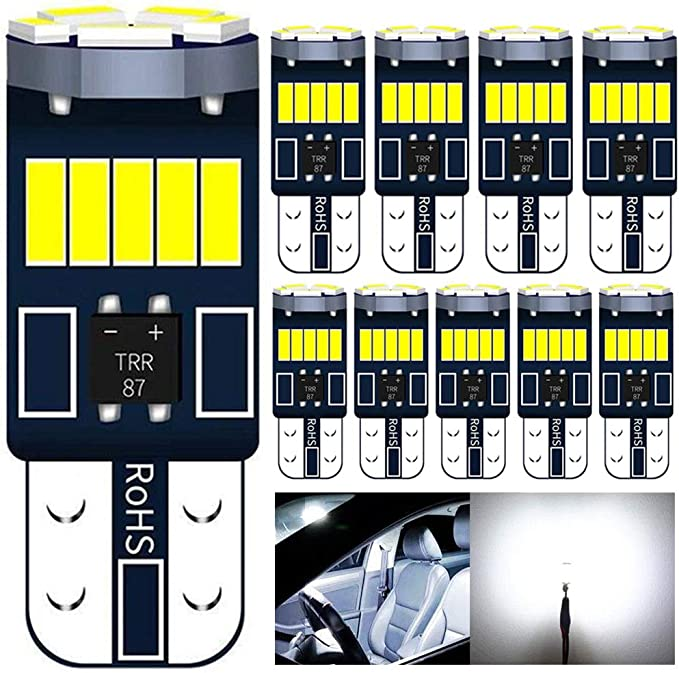 T10 LED ホワイト 爆光 10個 ポジションランプ T10 led キャンセラー内蔵 5W 15個4014LED素子 車検対応 12V LED  白 ルームランプ T10 ポジション球 ナンバー灯 (白10個セット) ::42617 - メルカリShops