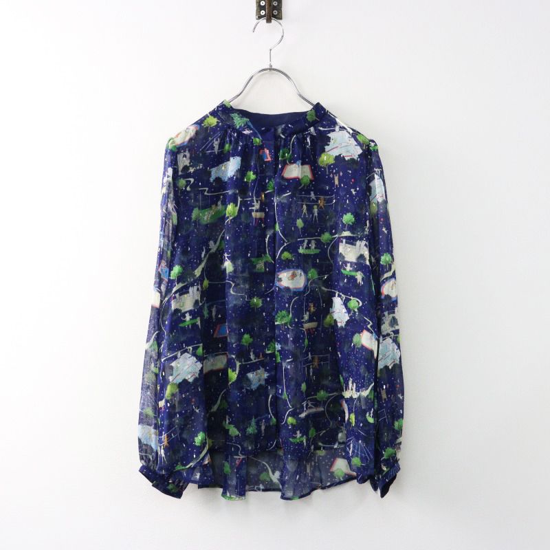 美品 フランシュリッペ franchelippee メダリストブラウス M/ネイビー 