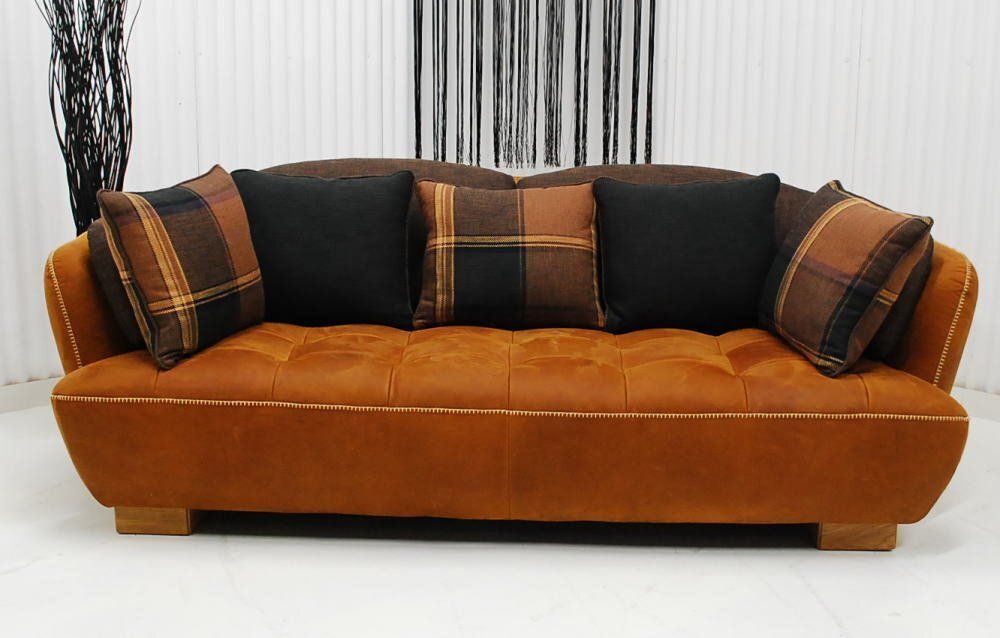 アウトレット 現品限り 大 一部 オイルレザー ３人掛けソファー ブラウン系 ヴィンテージ調 モダンスタイル NEXPOTALLINN_EU