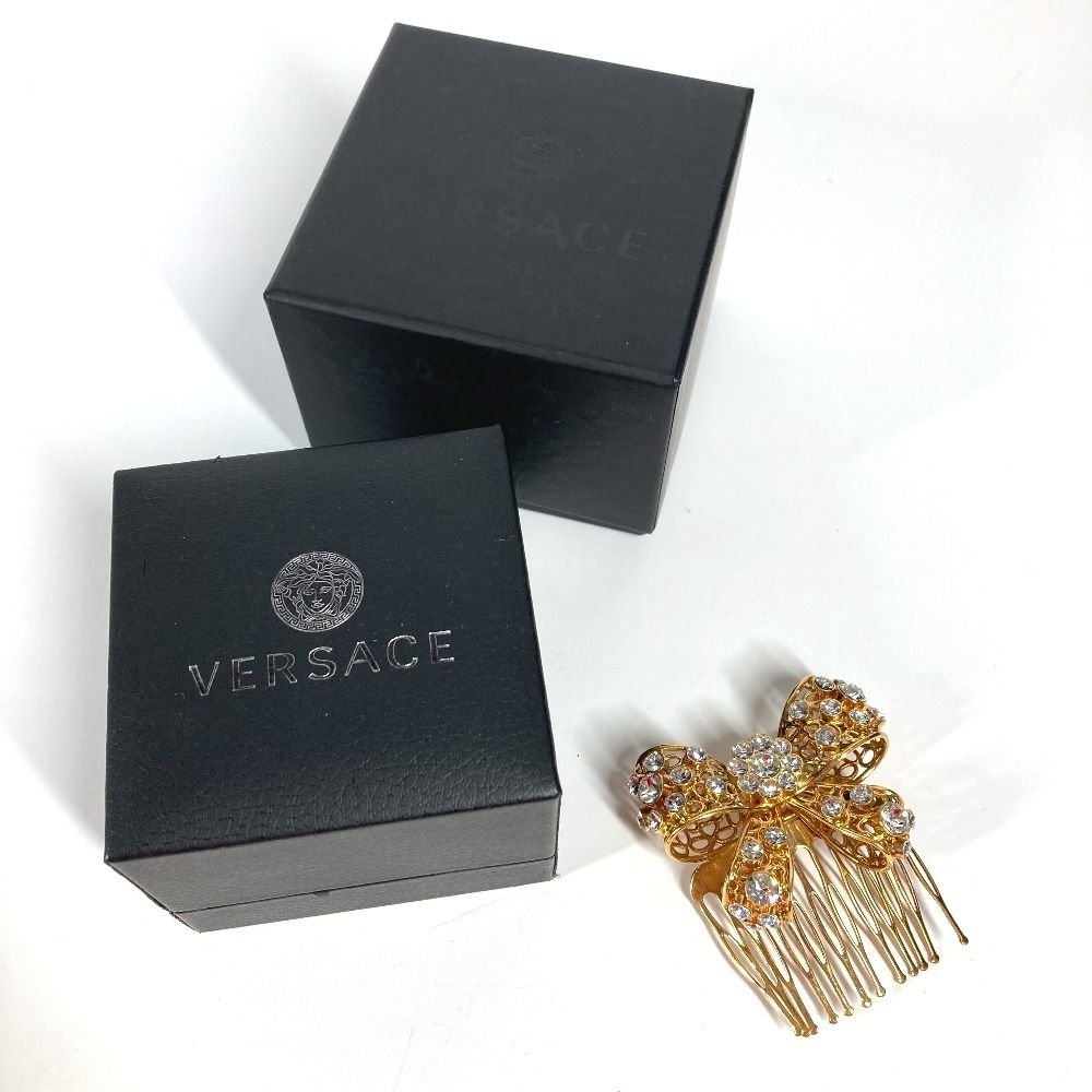 VERSACE ヴェルサーチ ヘアピン リボン ラインストーン かんざし  