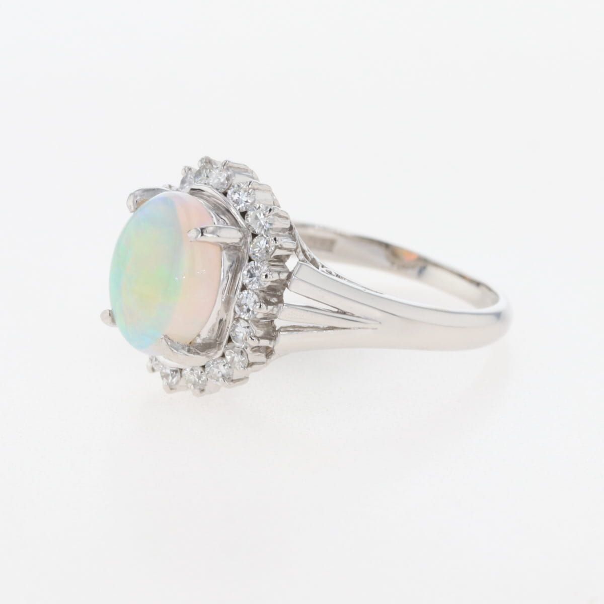 オパール デザインリング プラチナ 指輪 メレダイヤ リング 14号 Pt900 オパール ダイヤモンド レディース