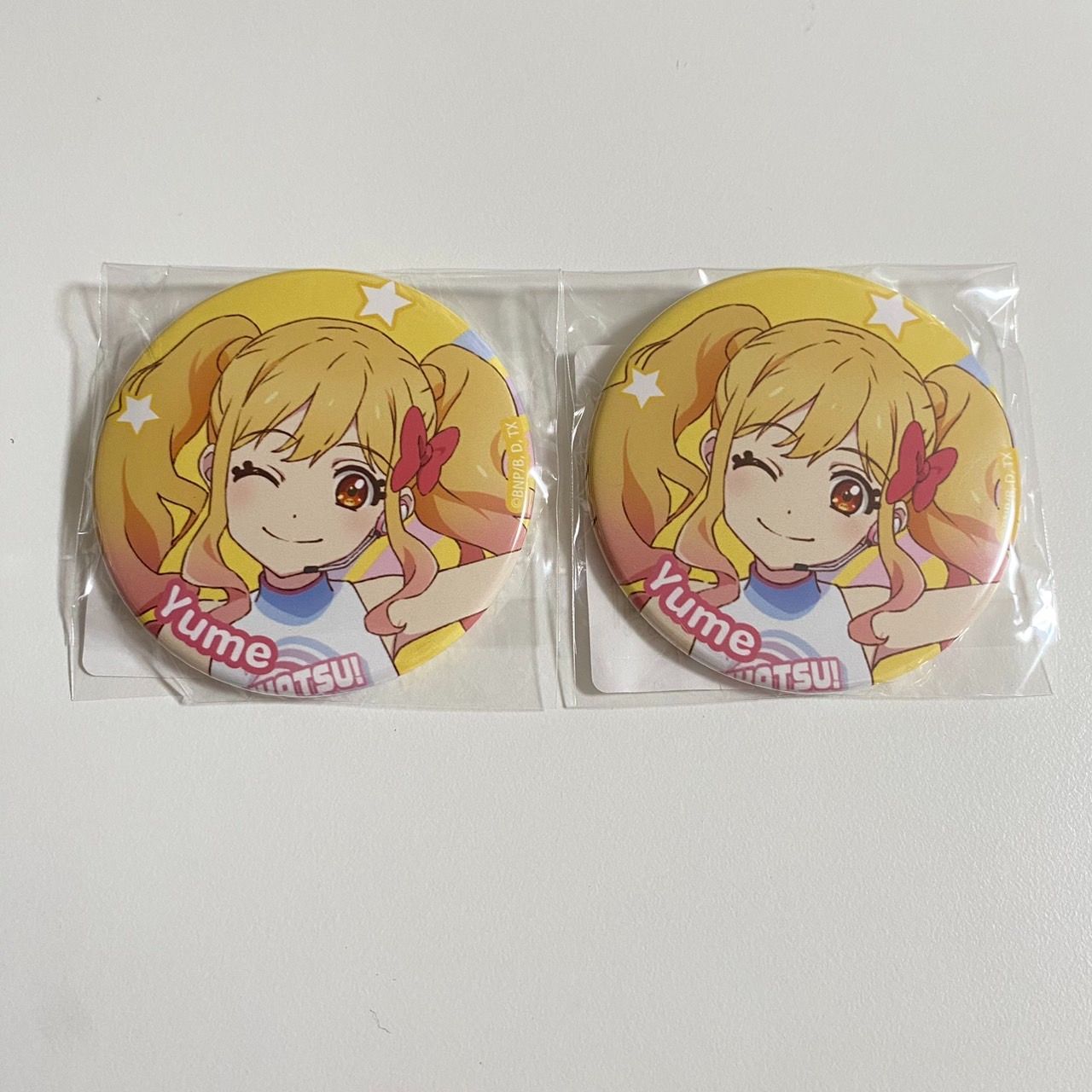 アイカツ！DMMスクラッチオンラインくじ虹野ゆめ缶バッジ2点