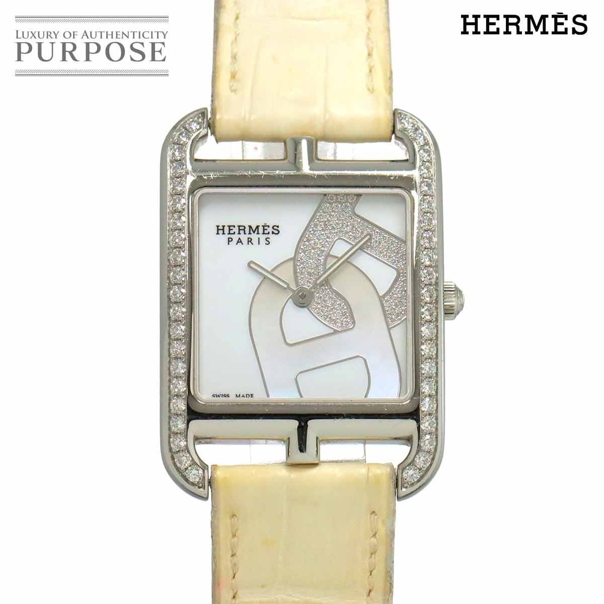 エルメス HERMES ケープコッド GM シェーヌダンクル ジョワイエ CC3 730 ダイヤ ベゼル レディース 腕時計 クォーツ Cape Cod 90293730