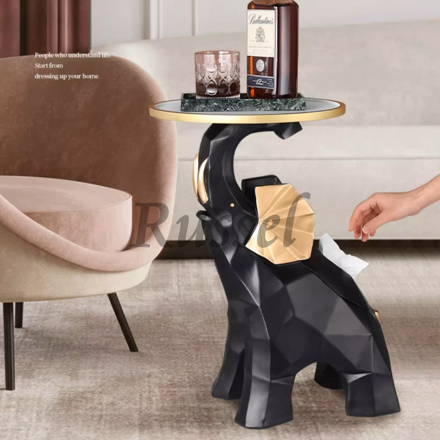 北欧風なゾウの形テーブル リビングルーム用 多機能収納 オブジェ サイドテーブル 家具 インテリア 小物置き トレイ エレファント