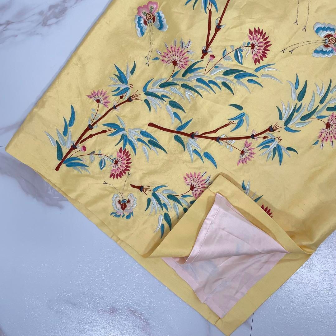 RALPH LAUREN BLACK LABEL 蝶々 花柄 刺繍 絹 シルクスカート ラルフローレンブラックレーベル イエロー系 サイズ2 SIROKUMA-CORPORATION_COM