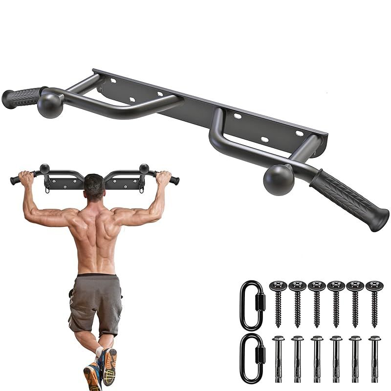 Kipika八角形プッシュアップバー ヘビーデューティ壁掛け型プルアップバー 安全で快適なグリップ 簡単設置 0