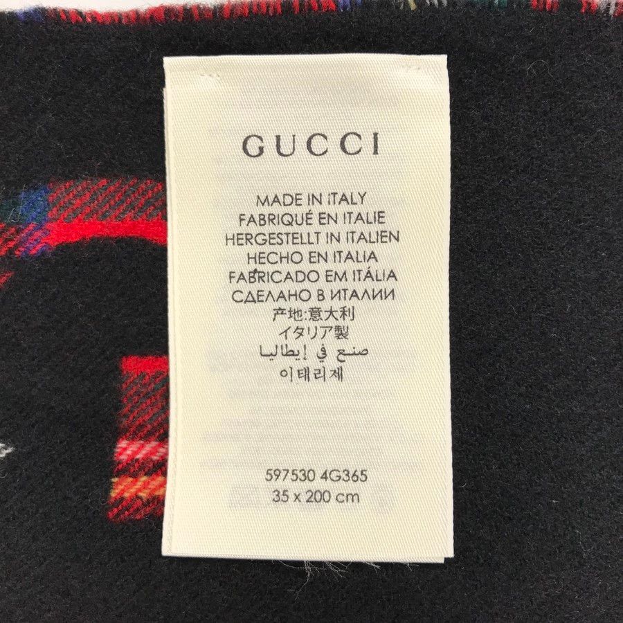 グッチ GUCCI チェック 柄 597530 レッド ブラック グリーン ウール