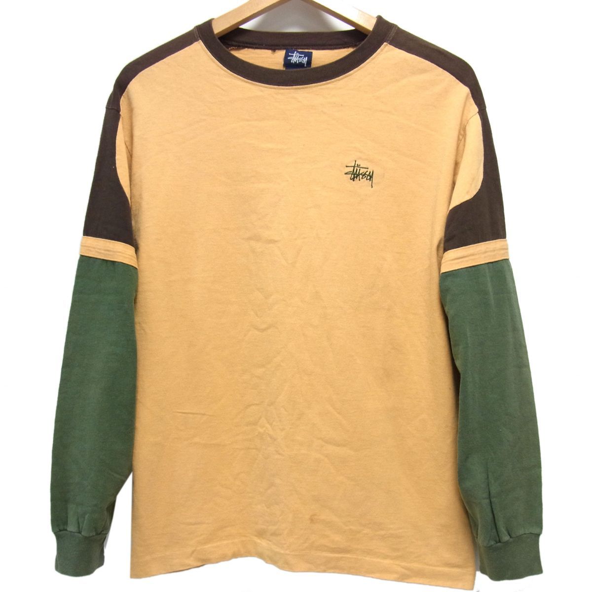 90s☆STUSSY ステューシー USA製 長袖Tシャツ クルーネック ロングT 