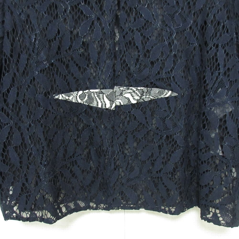 美品 Christian Dior クリスチャンディオール ラフシモンズ期 シアー 総レース ブラウス シャツ サイズF34 ネイビー レディース 古着 中古 Christian Dior - 美品 Christian Dior クリスチャンディオール