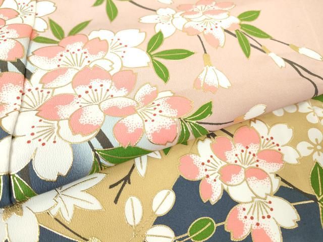 平和屋着物▽訪問着 単衣 枝桜文 金彩 洗える着物 DAAV5692az 平和