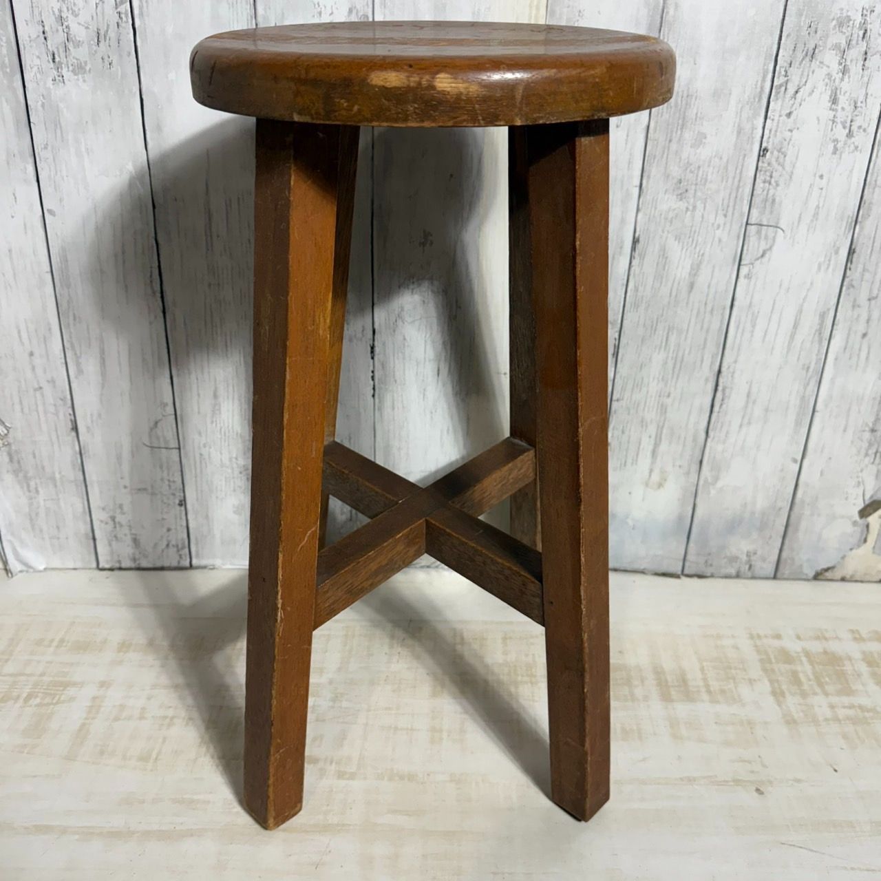 最終値下げ クリーンなブナの丸スツール 古道具 古家具 アンティーク