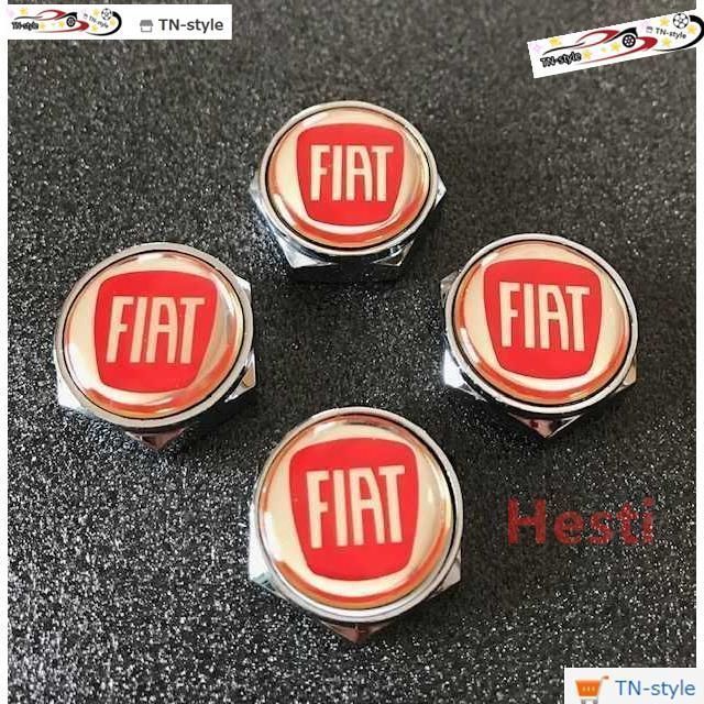 高品質 フィアット FIAT レッド ナンバーボルトキャップ ボルトカバー ライセンスプレート盗難防止 ネジ エンブレムロゴ 赤 4個セット