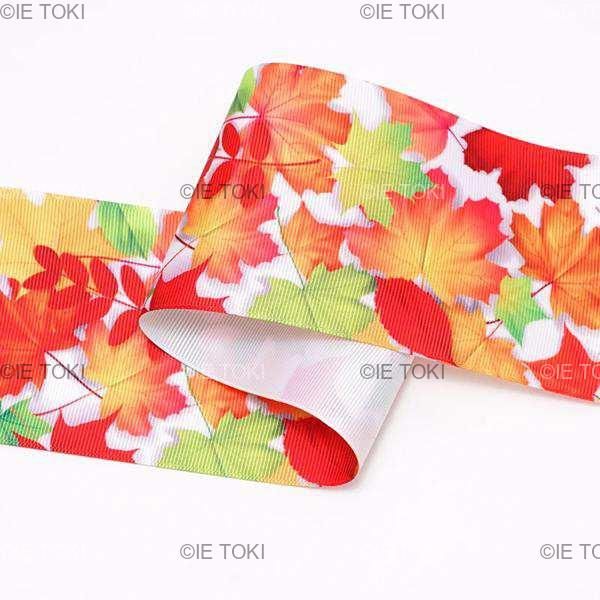 ちかく グログランリボン 植物と葉のプリント DIY DIY クラフト用品