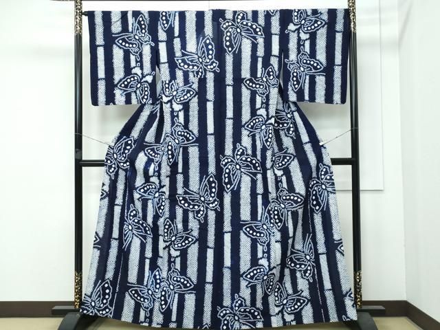 平和屋着物 上 夏物 浴衣 有松鳴海絞り 竹並び舞蝶文 綿 ♥ CZAA3742s5