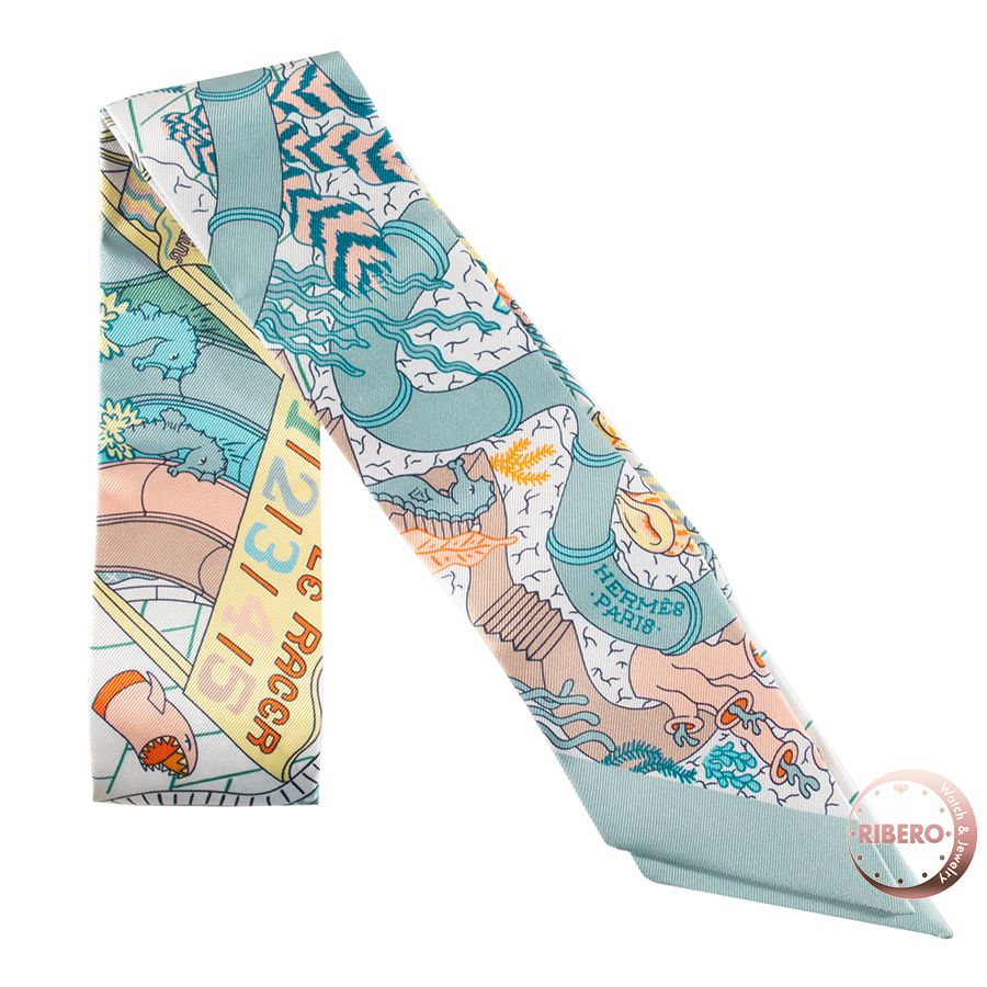 HERMES エルメス Splash Park スプラッシュパーク 063806S 01 ツイリー スカーフ ブルー マルチ
