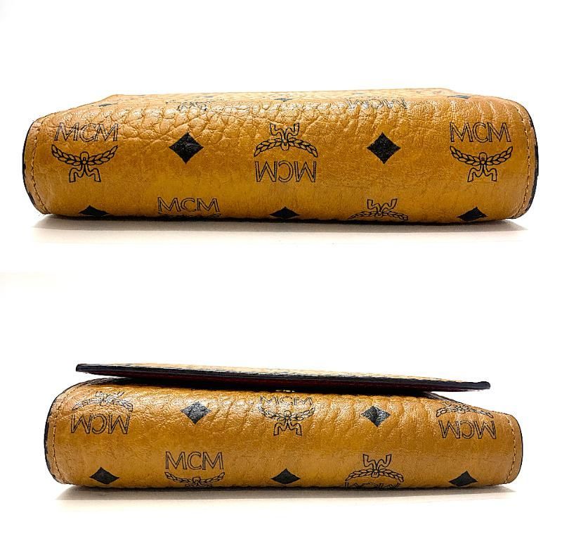 美品❣️ MCM エムシーエム ヴィセトス柄 モノグラム レザー 三つ折り 長財布 値下げ❗️MCM エムシーエム 三つ折り財布 ヴィセトス柄