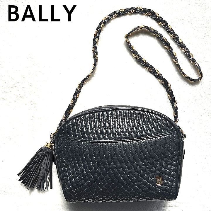 美品　BALLY バリー　ゴールドチェーン　ショルダーバッグ　ブラック黒