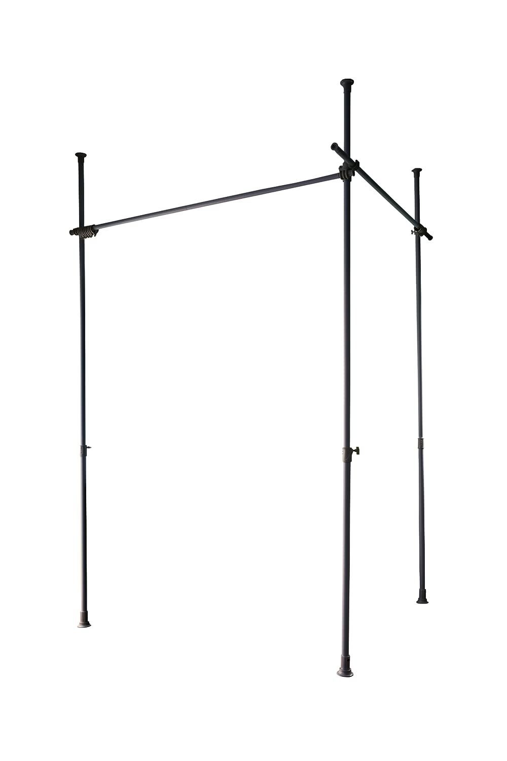 3ポール マッドブラック LS Design つっぱり式 カーテン ポール パーテーション 部屋 間仕切り 突っ張り棒 幅162 290×奥行9×高さ190 260cm 3ポール マッドブラック