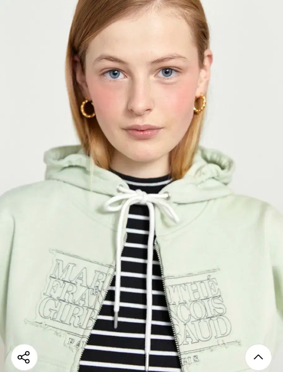  マリテフランソワ クロップド ジップアップ ライト グリーン M パーカー トップス