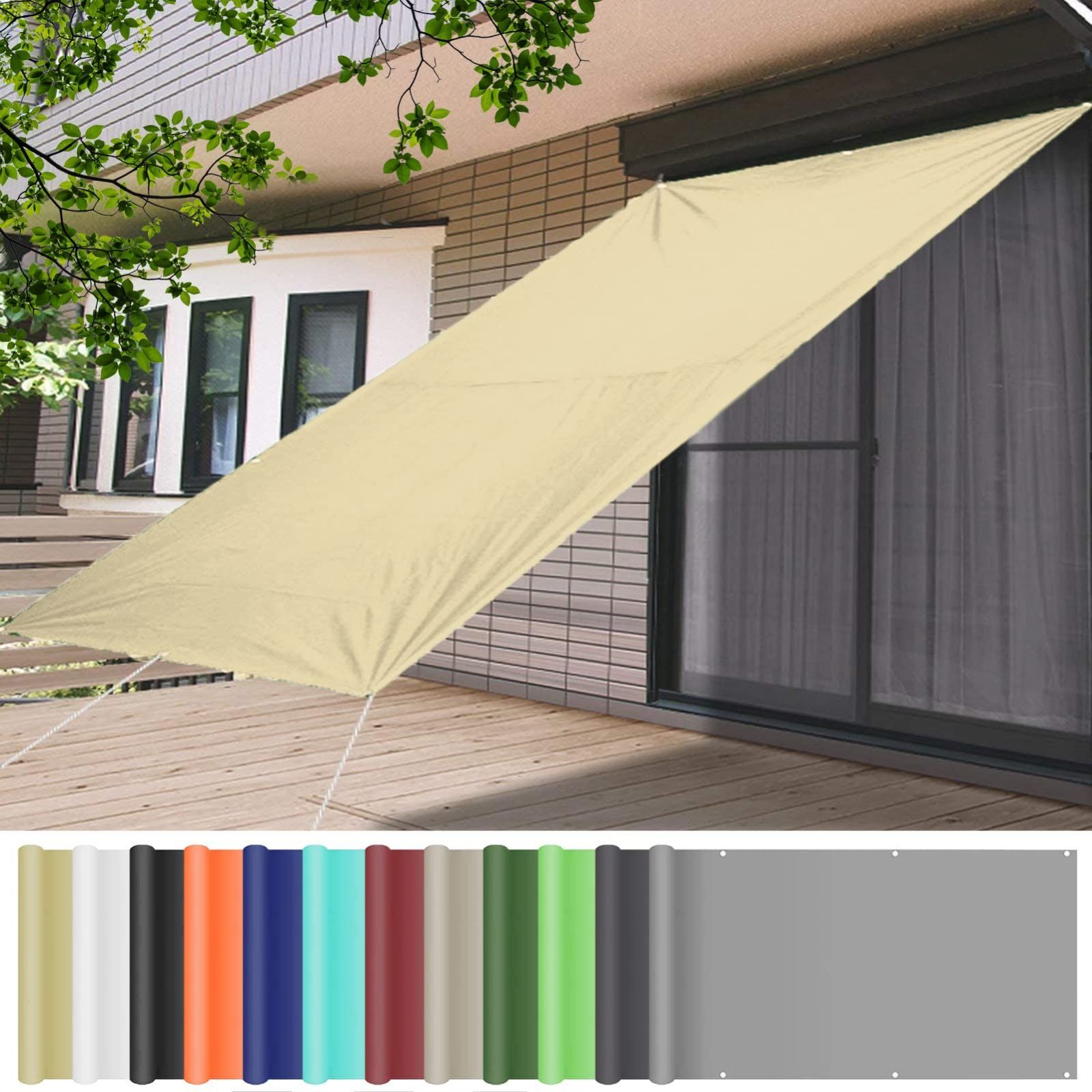 ベランダ 目隠しバルコニー シェード 2.5 x 2.5 m オーニング サンシェード 耐久性 洗濯 多機能 UVカット オーニングサンシェード 屋外裏庭 装飾 バルコニー用|ベランダ|庭下|廊下 クリーム色
