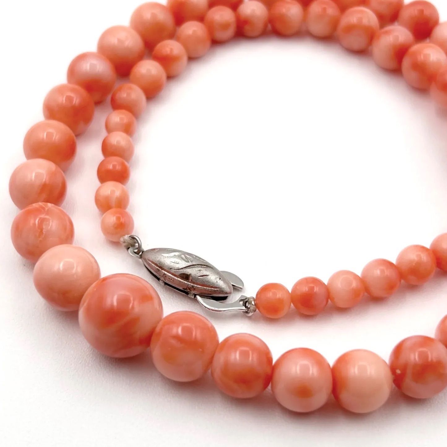 天然石　さんごネックレス　コーラル珊瑚　ピンク色のグラデーション ガーネ珊瑚 ネックレス サンゴ さんご シルバー SV925 コーラル ピンク